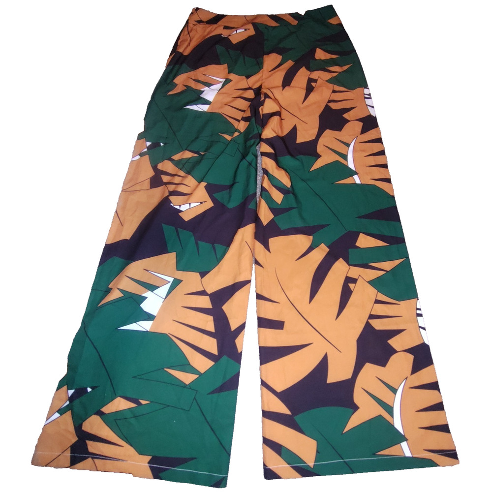 Women's Multicolor Tropical Leaf Casual joggers Pants Size M BG31 - Picture 2 of 3